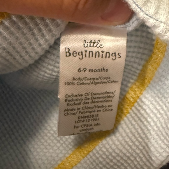 Little Beginnings Baby Cozy Knit Beanie in Blue and Yellow size 6/9M - Picture 4 of 4